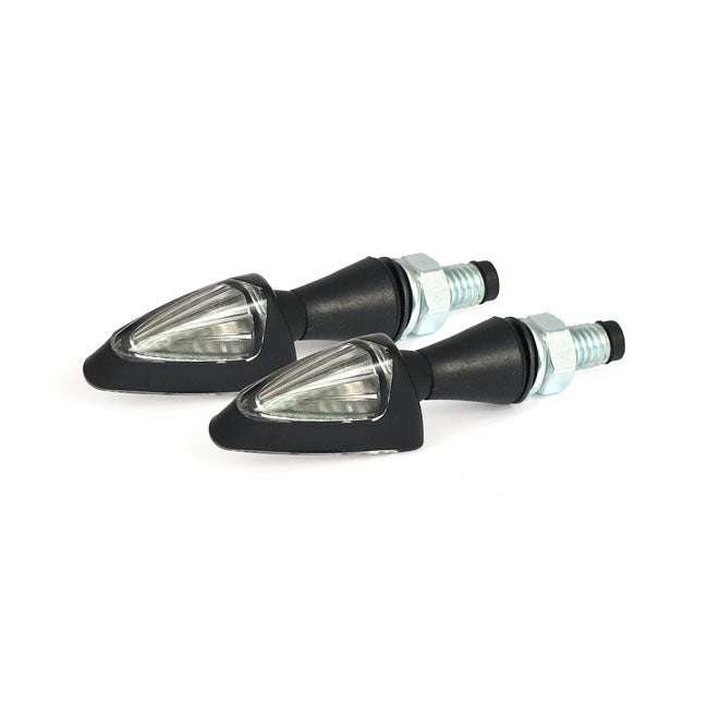 MCS Black Peak, LED Turn Signals. Black. Clear Lens – Universal