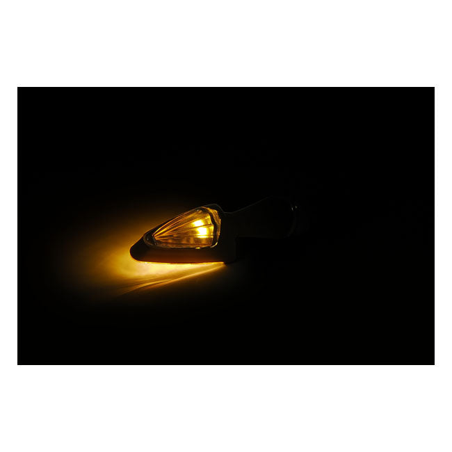 MCS Black Peak, LED Turn Signals. Black. Clear Lens – Universal