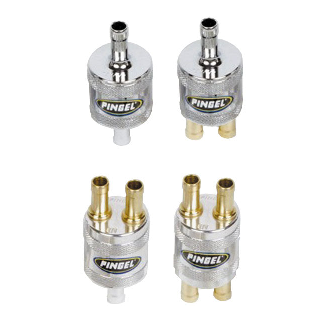 Pingel 5/16 Fuel Filter 1-In / 1-Out. Chrome