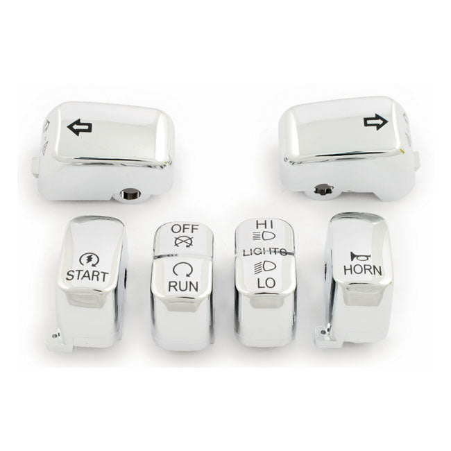 MCS Handlebar Switch Cap Kit, Chrome – 1996–2010 Softail; 1996–2011 Dyna…