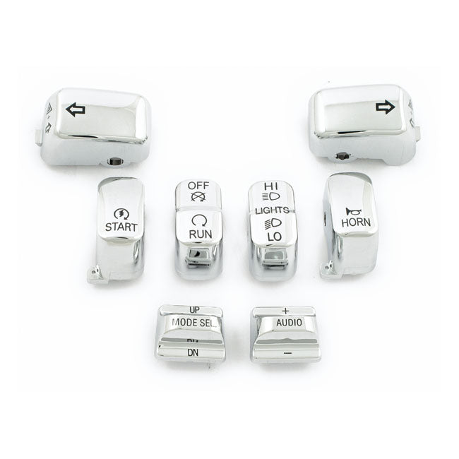 MCS Handlebar Switch Cap Kit, Chrome – 1996–2013 FLHT; FLHTC; FLHX (Models W/O…