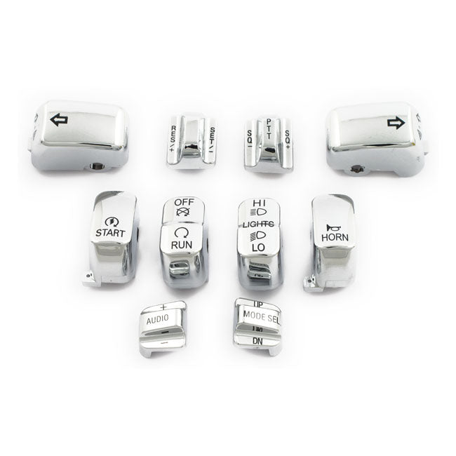 MCS Handlebar Switch Cap Kit, Chrome – 1996–2013 FLHTCU; FLHTK; FLTR; FLTRU…