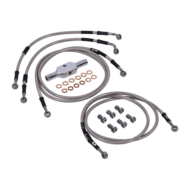MCS by Goodridge Brake Line Front, Stainless Clear Coated – Touring: 2008–2013 FLHT/C/Cu Electra…