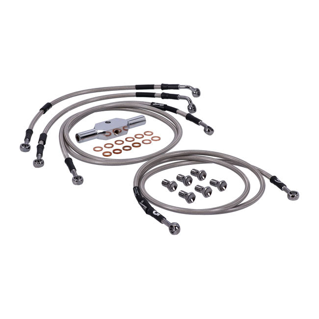 MCS by Goodridge Brake Line Front, Stainless Clear Coated – Touring: 2008–2013 FLHT/C/Cu Electra…