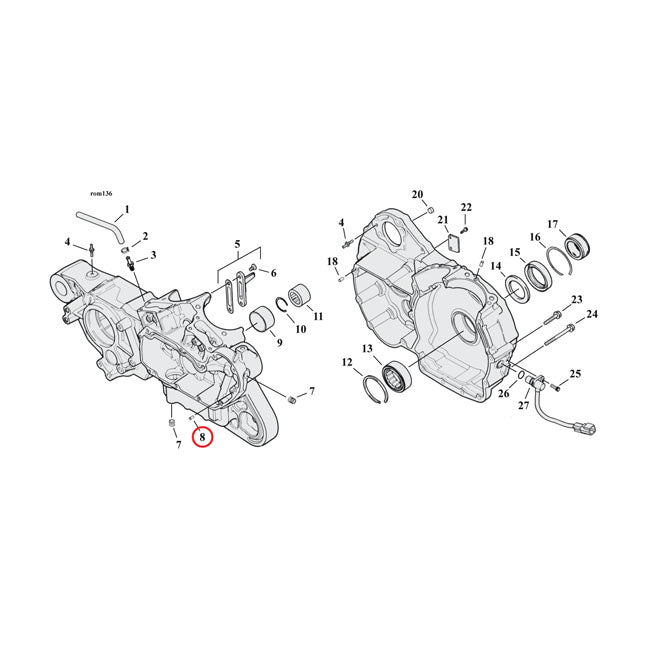 MCS Dowel Pin – 2004–2022 XL Sportster; 2008–2012 XR1200