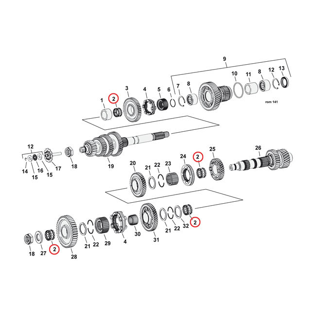 MCS Needle Bearing, Main & Counter Shafts – 2007–2026 Softail; 2006–2017 Dyna…