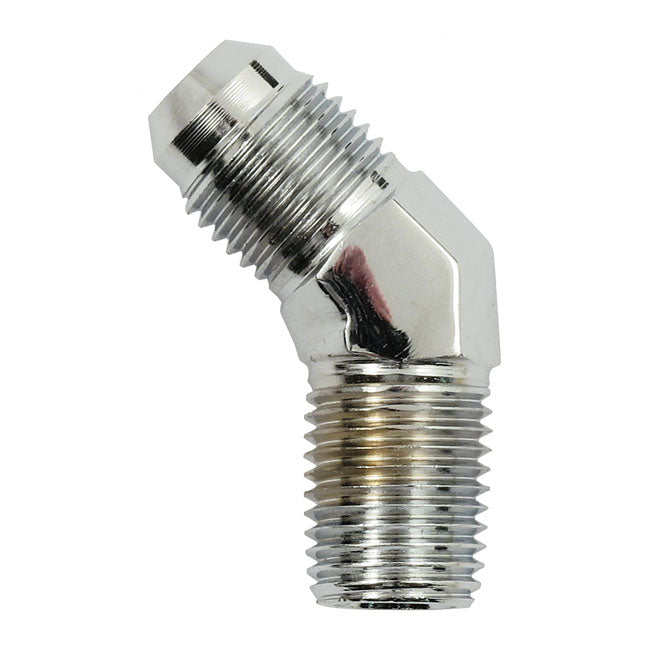 Goodridge 6 Jic Oil Line Fitting, 1/4". 45°. Chrome