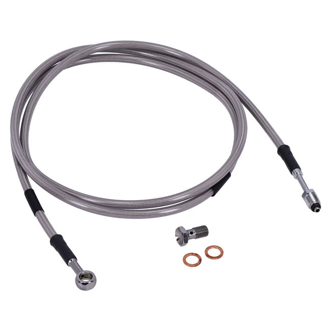 Goodridge Hydraulic Clutch Line Kit 73", Clear Coated – H-D with 7/16-20 Threaded Transm. End…