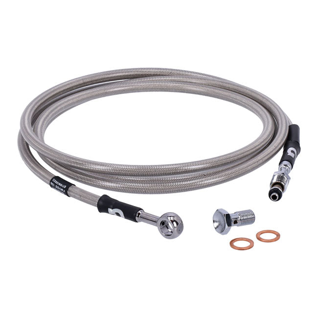 Goodridge Hydraulic Clutch Line Kit 77", Clear Coated – H-D with 7/16-20 Threaded Transm. End…