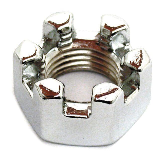 Gardner-Westcott Chrome Castle Nut, 1/2 Inch-20 – 1941–2002 Big Twin; XL Sportster