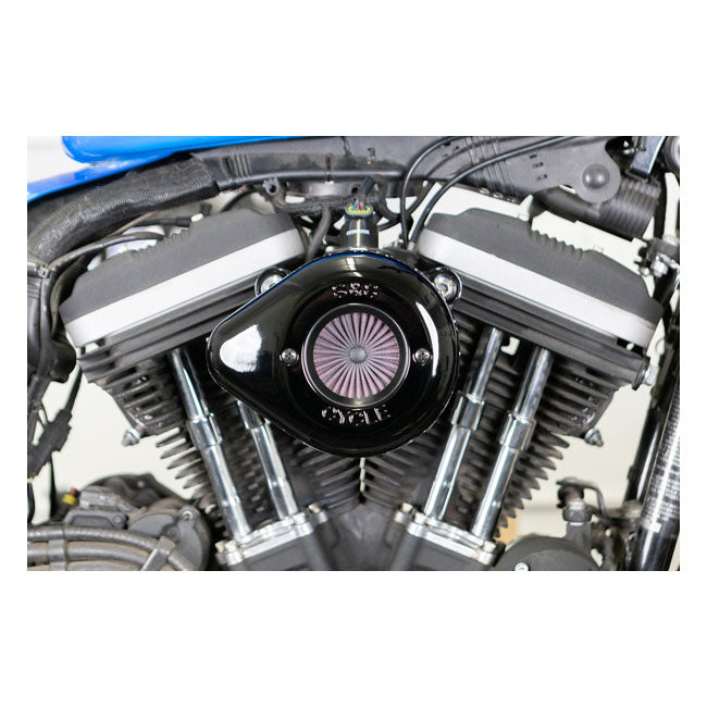 S&S ''Air Stinger Stealth'' Air Cleaner Kit. Teardrop, Black – 2007–2022 XL Sportster
