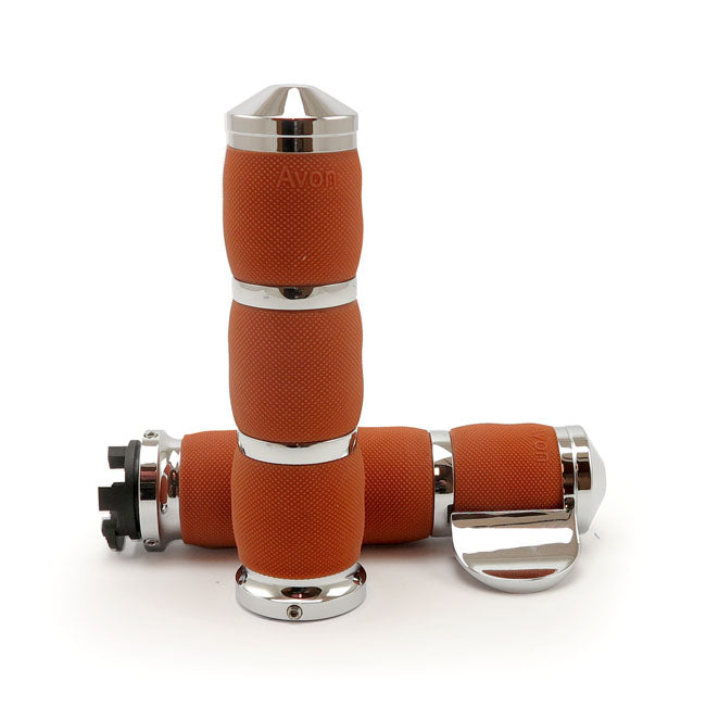 Avon Grips Avon Air Cushioned Grips Chrome Tan W/Throttle Boss – 2015–2026 Indian Scout Models