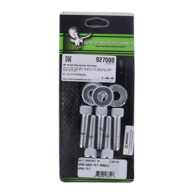 Gardner-Westcott Rear Belt Pulley Mount Kit, Allen Chrome – 2000–2003 FLT/Touring