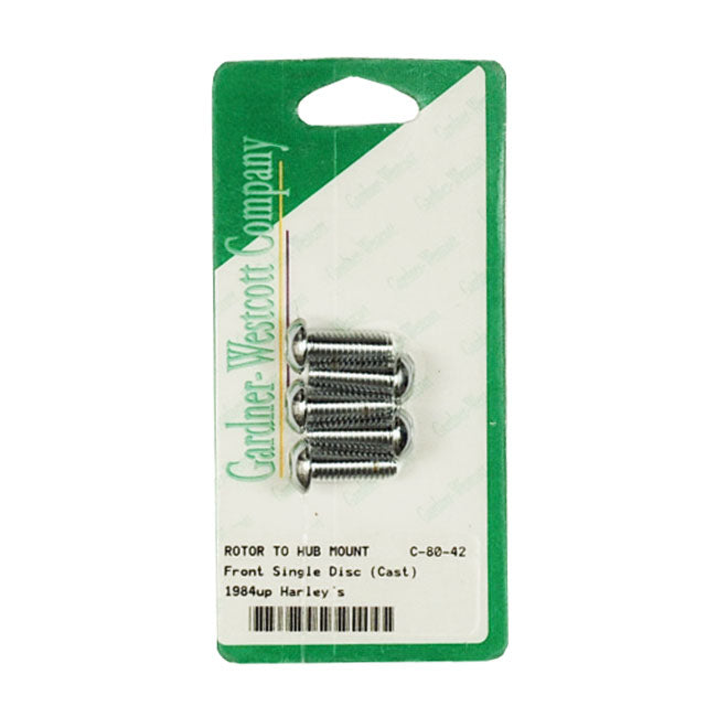 Gardner-Westcott Brake Rotor Bolt Kit, Chrome Buttonhead – Front: 1984–2025 Big Twin; 1984–2003 XL…