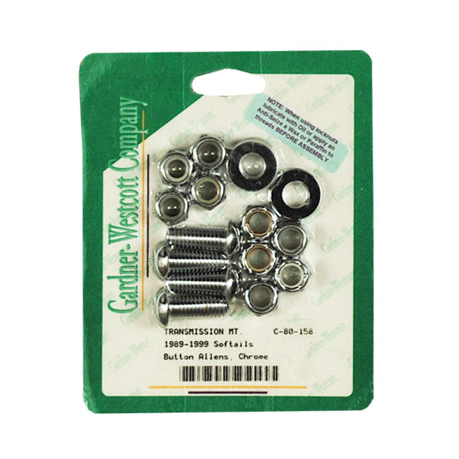 Gardner-Westcott Transmission Mount Kit, Button Head. Chrome – 1989–1999 Softail