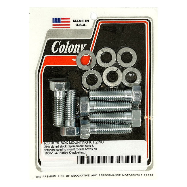 Colony Knuckle Rocker Box Bolt Kit. Zinc – 1936–1947 Knucklehead