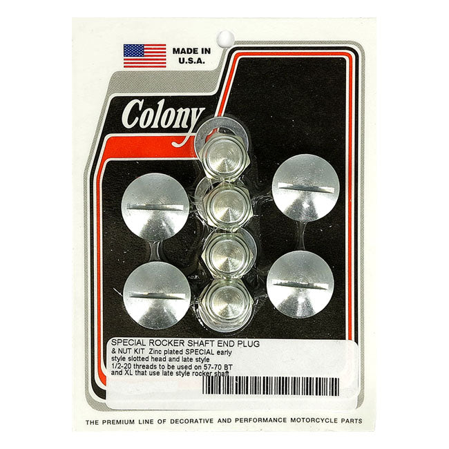 Colony Rocker Shaft Plug & Nut Kit. Slotted. Zinc – L1971–1984 Shovelhead; L1971–1985 XL…