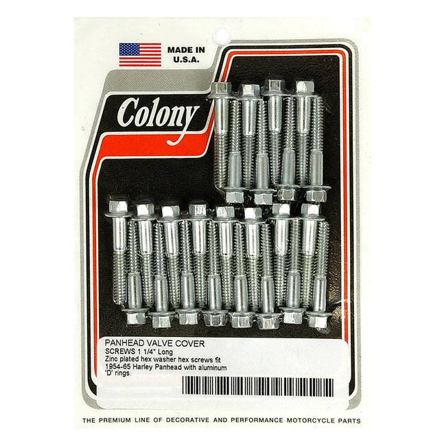 Colony Panhead Rocker Cover Screw Kit. Zinc Hex. Long – 1948–1965 Panhead