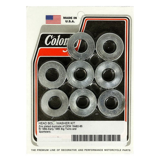 Colony Head Bolt Washer Set. Zinc – 1984–1990 Big Twin; 1986 XL Sportster