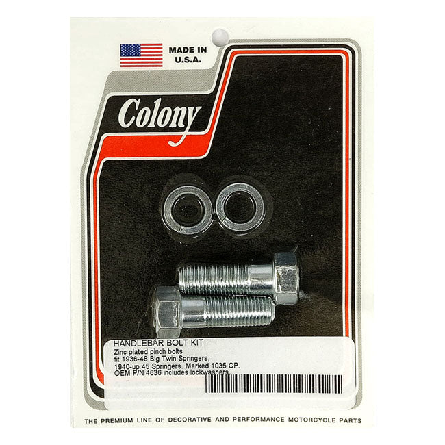 Colony Springer Handlebar Pinch Bolts – 1936–1948 Big Twin; 1940–1957 45" SV