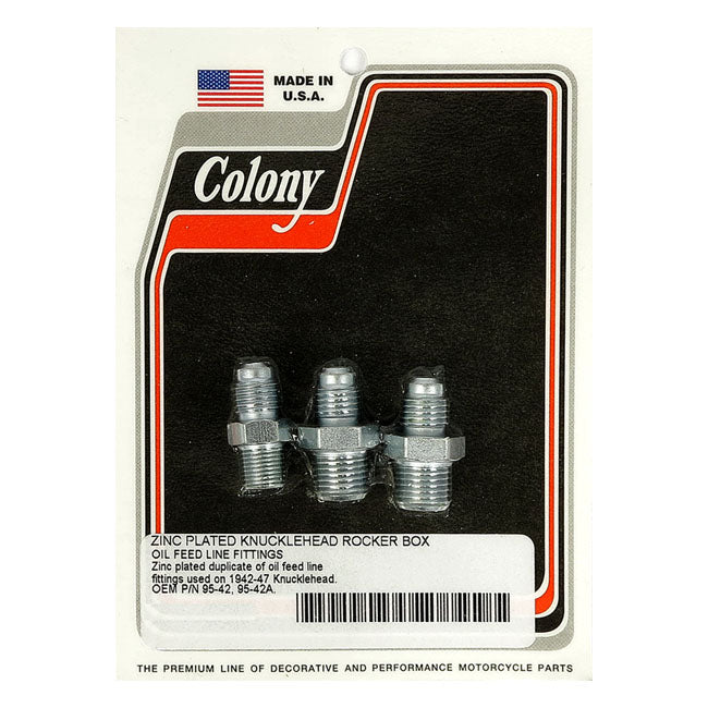 Colony Knuckle Rocker Box Oil Feed Fitting. Zinc – 1942–1947 Knucklehead