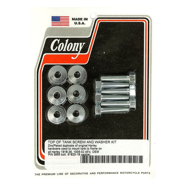Colony Gas Tank Mount Kit. Zinc Plated – 1918-1936 All H-D; 1936-73 45" Flathead…