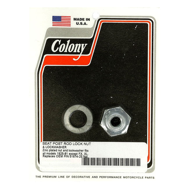 Colony Seat Post Rod Lock Nut Kit. Zinc – 25-E81 H-D Models with OEM Style T-Bar…