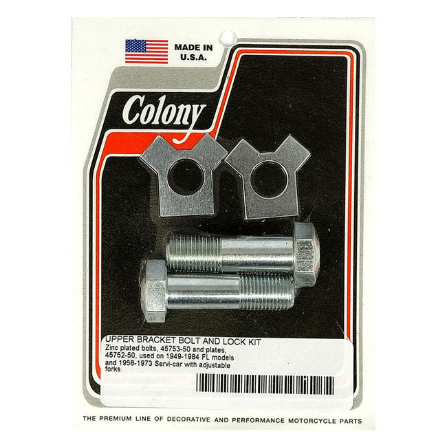 Colony FL Adjustable Upper Bracket Bolt & Lock Plate Kit – 1949–1984 FL Models with Adjustable…