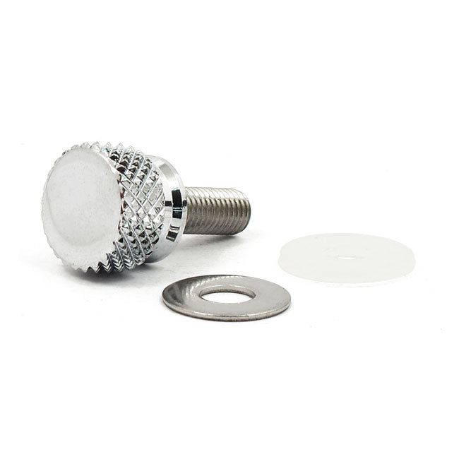 MCS Thumb Screw Kit for Seat. Grooved. Chrome – 1996–2025 H-D with 1/4-20 Threads