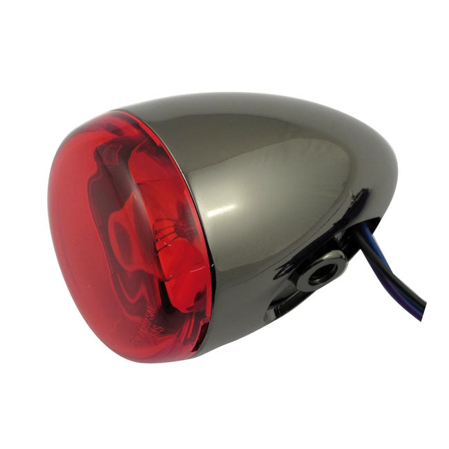 Chris Products Bullet Turn Signal. Black Nickel. Red Lens