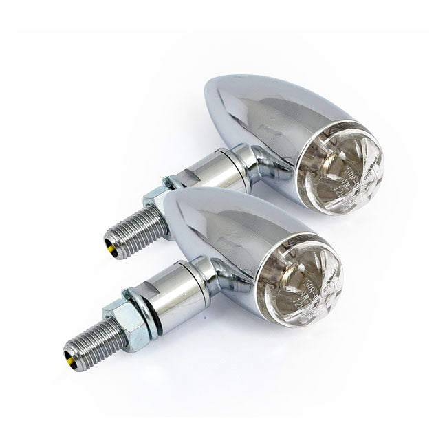 MCS Micro Bullet LED Turn Signals, Chrome