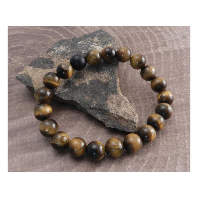 Amigaz Tiger Eye Stone Stretch Bracelet Brown – 8" Wrist