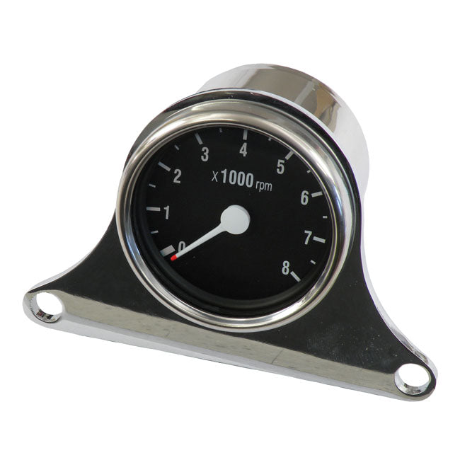 MCS Mini Electronic Tachometer Kit Chrome, 8000 RPM – Fits All Coil Driven 12v H-D Models