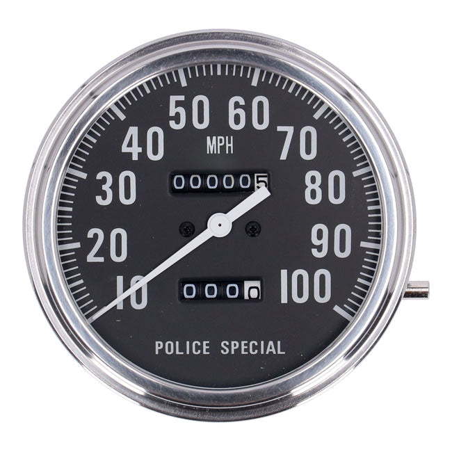 MCS FL Speedometer, ''Police Face'', Black. 1:1 Mph