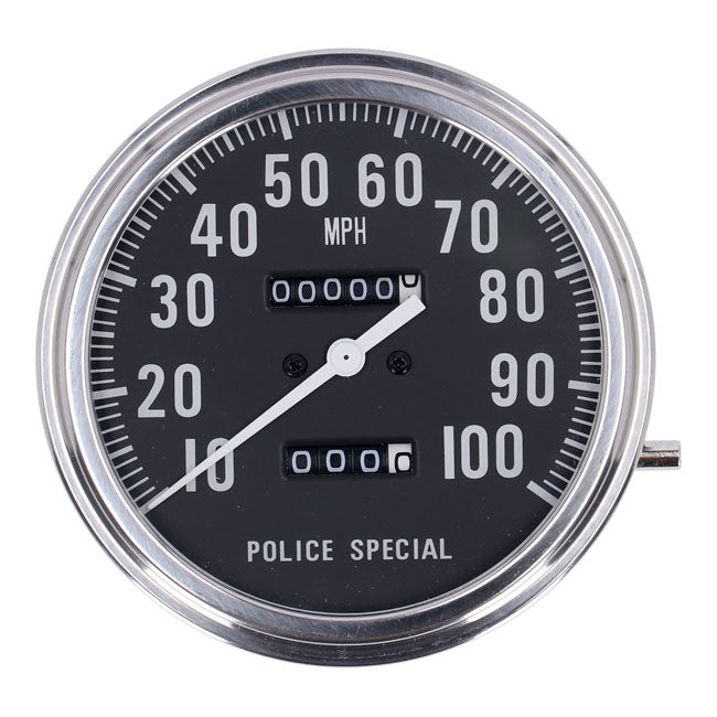 MCS FL Speedometer, ''Police Face'', Black. 2:1 Mph