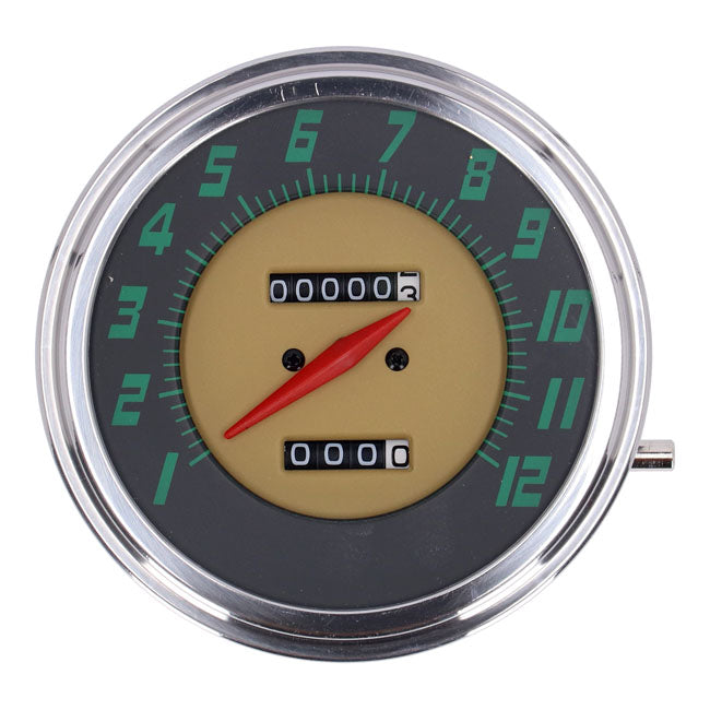 MCS FL Speedometer, ''48-61 Face'', Green. 2:1 Mph