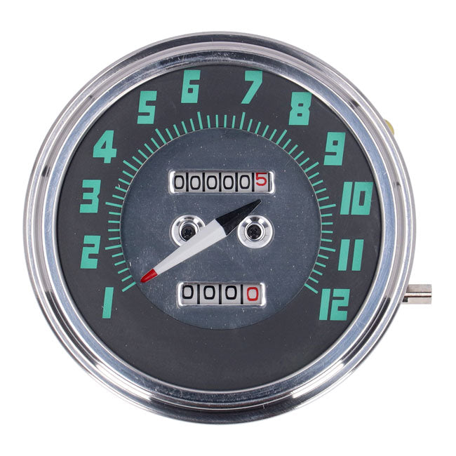 MCS FL Speedometer, ''48-61 Face'', Green. 1:1 Mph