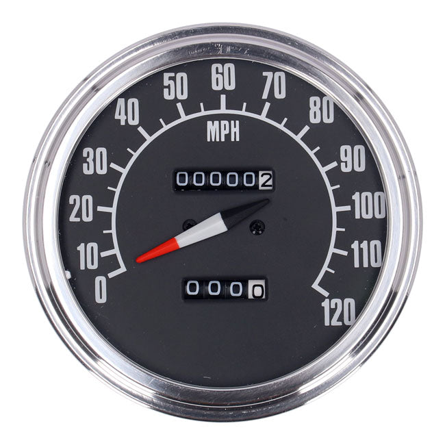 MCS FL Speedometer, ''74-84 Face'', Black. 2.21:1 Mph – 91-Up FXST; FLST and Custom Applications