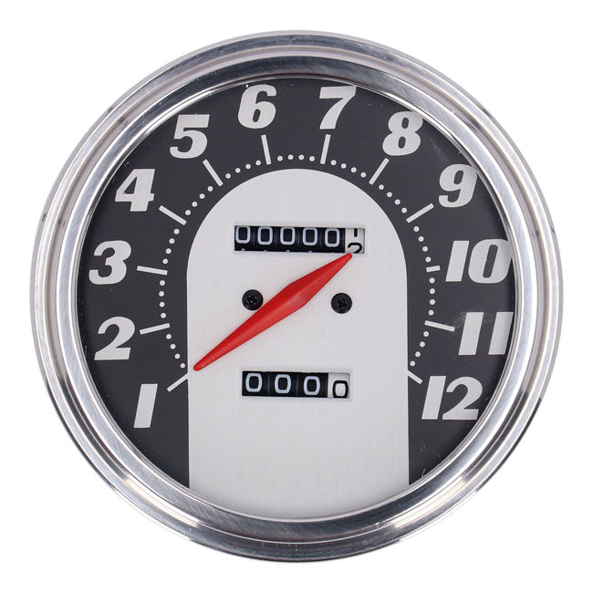MCS FL Speedometer, ''62-67 Face'', Black/Silver. 2.24:1 Mph – 1991–1995 FXST; FLST and Customs