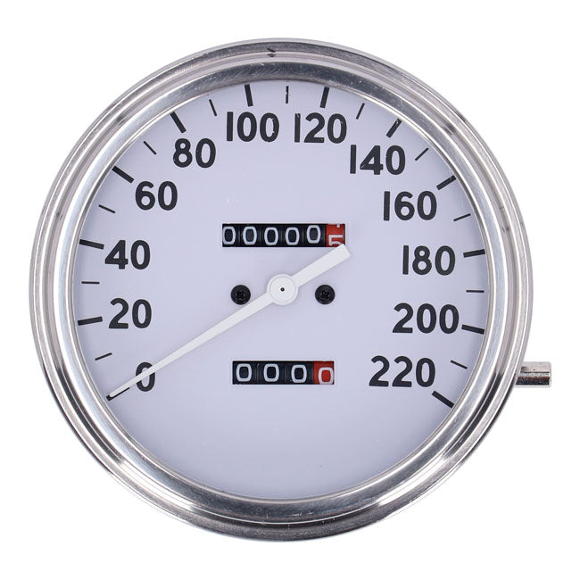 MCS FL Speedometer, ''36-40 Face'', White. 2:1 Kmh