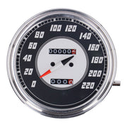 MCS FL Speedometer, ''46-47 Face'', Silver/Black. 2:1 Kmh