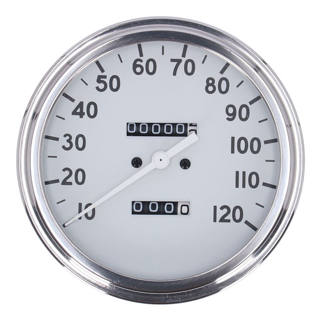 MCS FL Speedometer, ''36-40 Face'', White. 2.24:1 Mph
