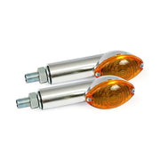 MCS Cateye Mini Turn Signals 40mm Stem, Chrome with Amber Lens