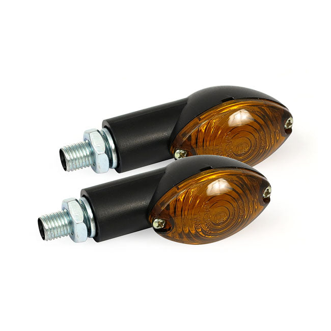 MCS Cateye Mini Turn Signals 20 mm Stem, Black with Dark Lens