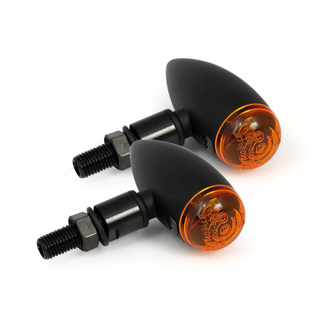 MCS Micro Bullet, 12v Halogen Turn Signals. Black, Plain