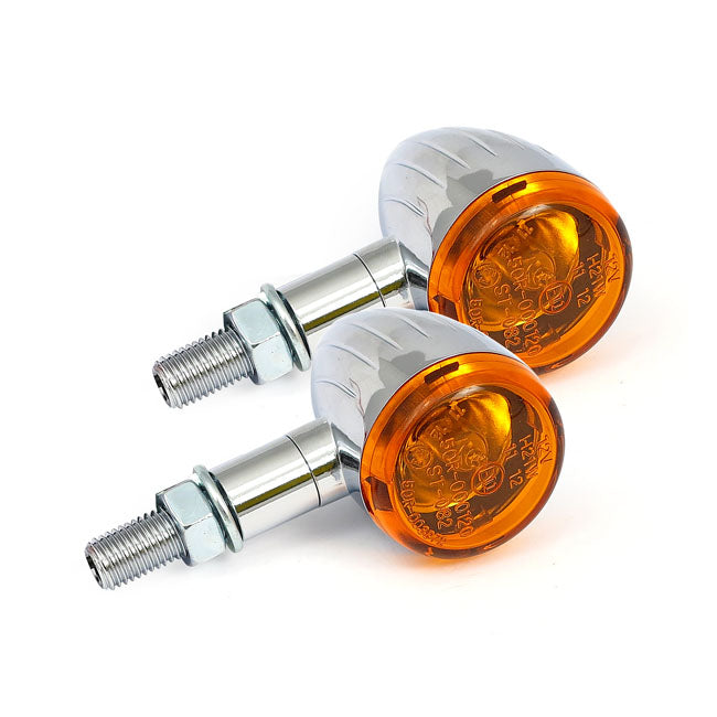 MCS Mini Bullet, Halogen Turn Signals. Chrome, Grooved