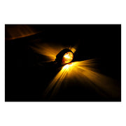 MCS Full Size Bulls-eye, In-bar Turn Signals. Black. Amber Lens