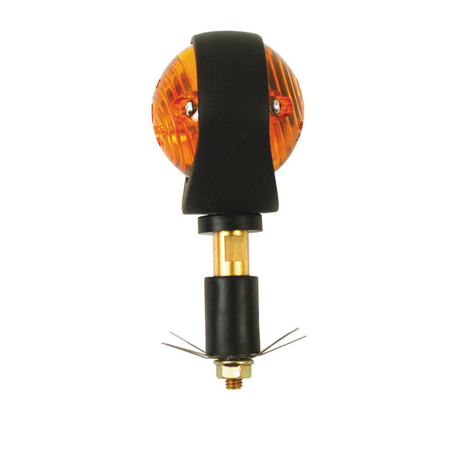 MCS Full Size Bulls-eye, In-bar Turn Signals. Black. Amber Lens