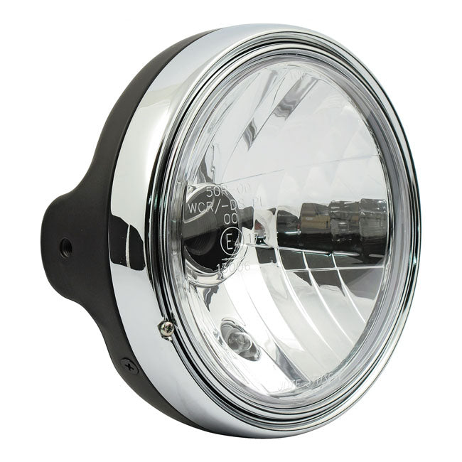 MCS LTD Style 7" H4 Headlamp. Side Mount. Clear Lens. Black