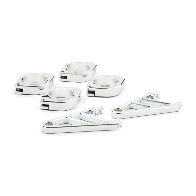 Motorcycle Storehouse Fingers, Adj. Headlamp Bracket Assembly 38-41mm. Chrome